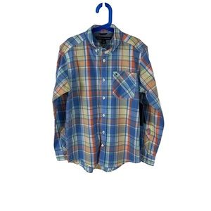 NEW Tommy Hilfiger Boys Youth Button Down Long Sleeve Plaid Sz M 12/14 S…